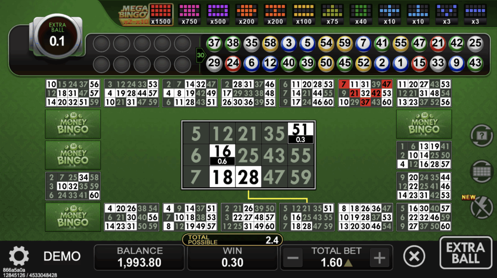 Money Bingo Game Screen